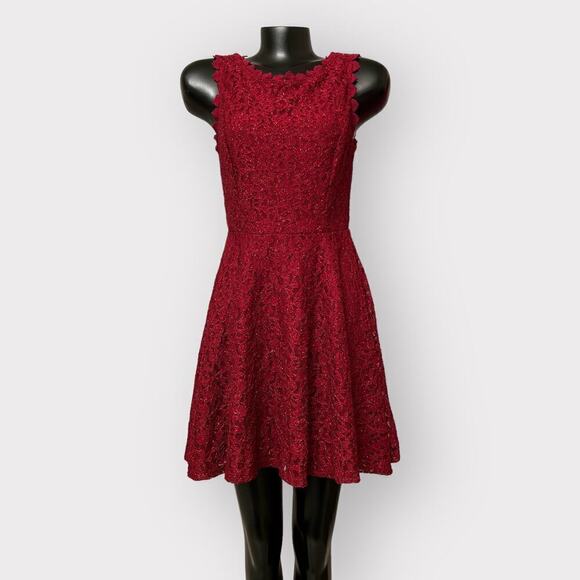 City Triangles VINTAGE Formal Red Lace Mini Dress Womens sz 9 M Coquette 90s Y2K - Picture 1 of 9